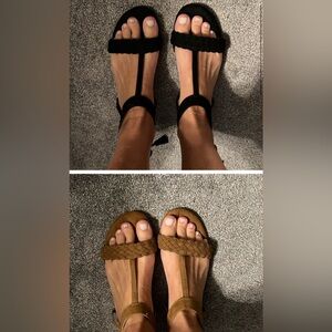 Old Navy Black and Tan Strappy Sandals (2 pairs)